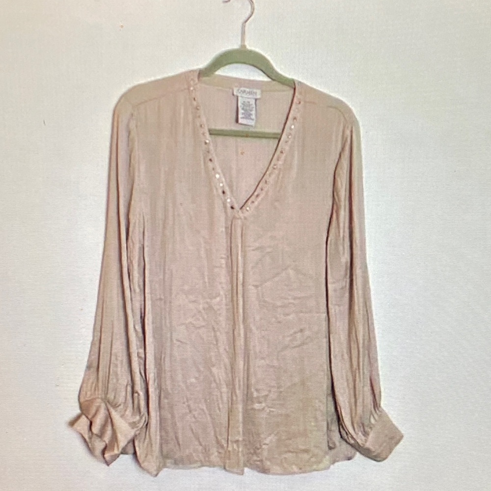 Sag Harbor Beige V-Neck Blouse